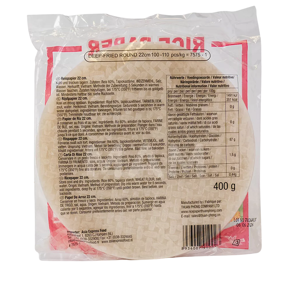 BAMBOO TREE Reispapier Zum Frittieren 22CM, 400G