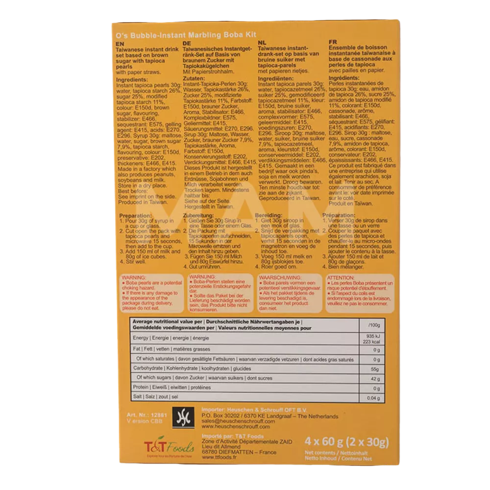 O's Bubble Instant Boba Brown Sugar Tee 240G