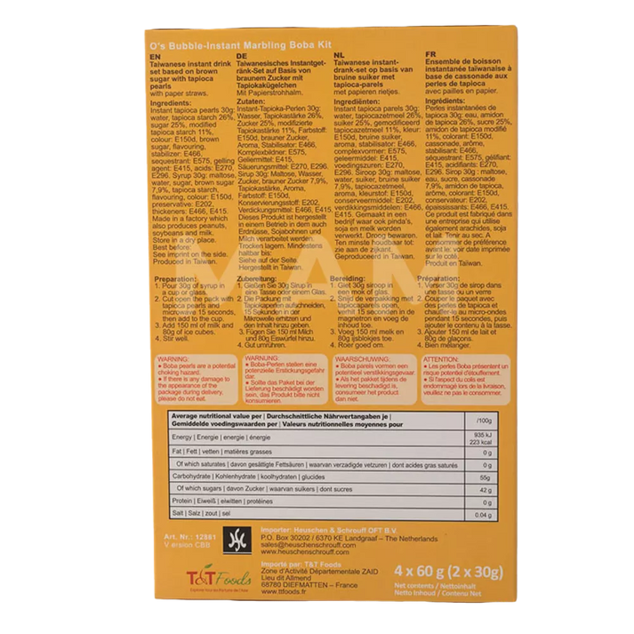 O's Bubble Instant Boba Brown Sugar Tee 240G