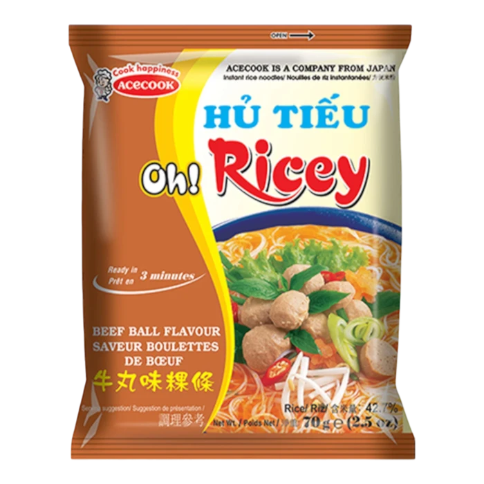 ACECOOK OH! Ricey Pho Noodles Beefball 70G